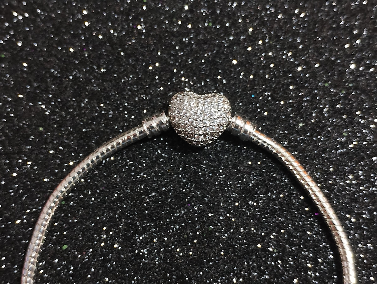 Brazalete Corazón Brilloso (Acero)
