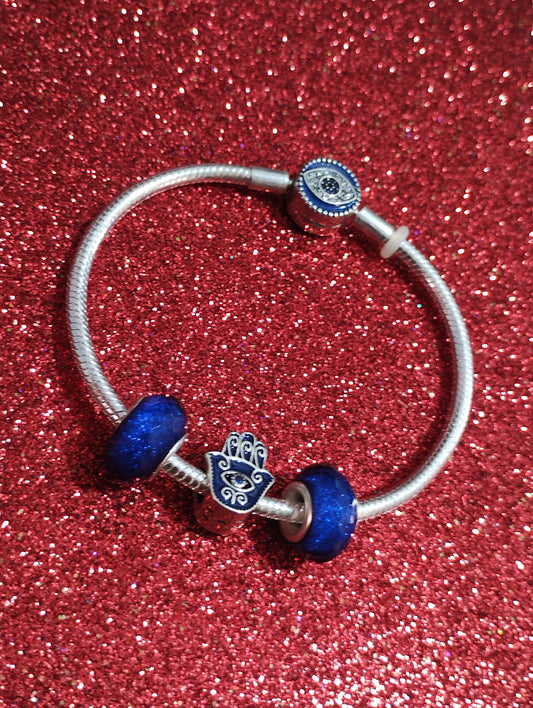 Brazalete Ojito Azul (Plata)